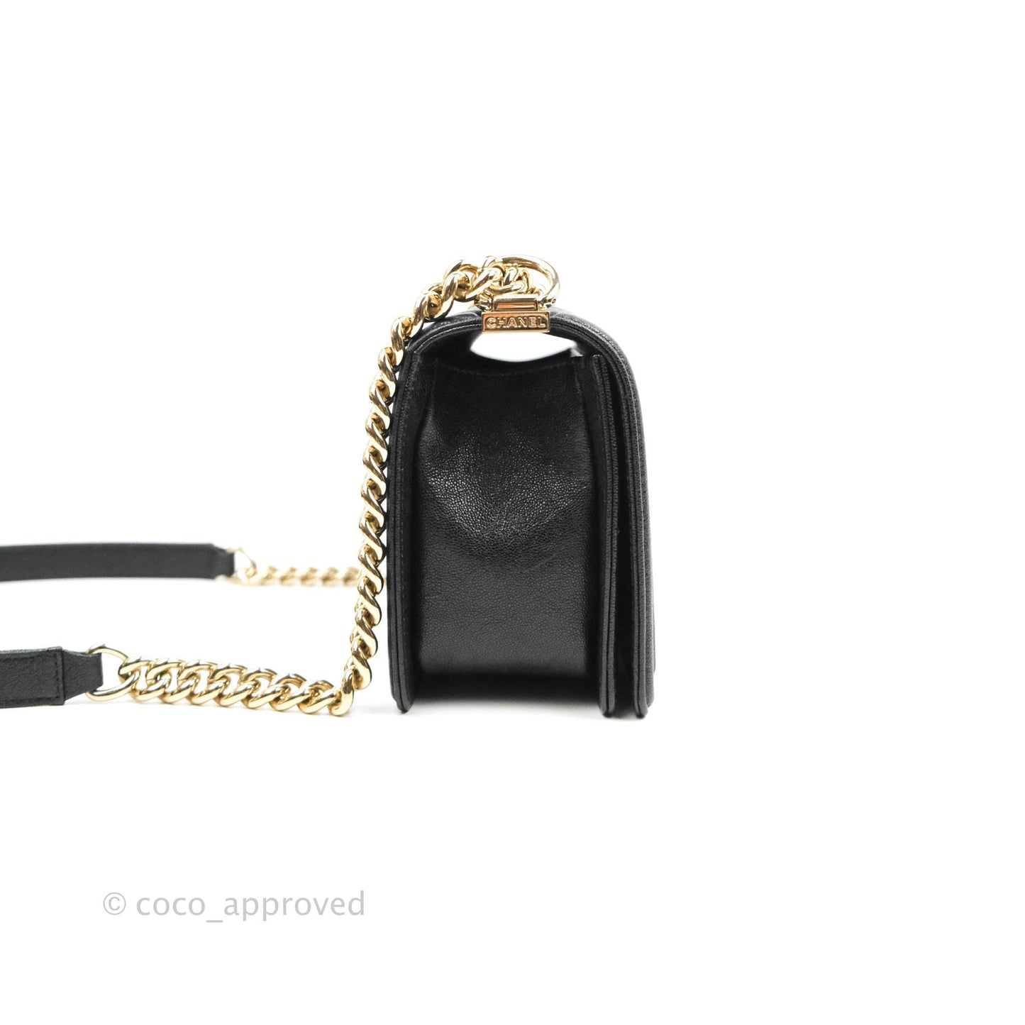 Chanel Boy Chevron Medium Black Caviar Gold Hardware