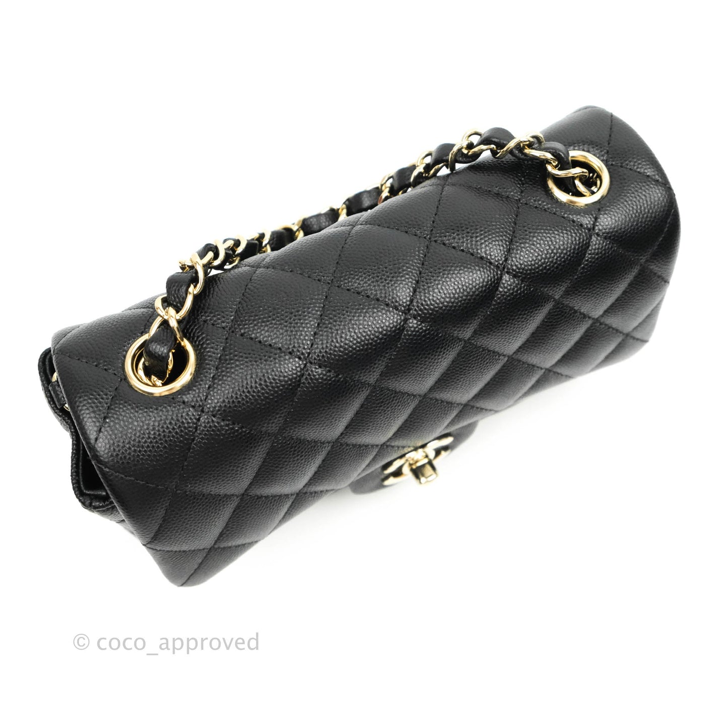 Chanel Quilted Mini Rectangular Black Caviar Gold Hardware 18B