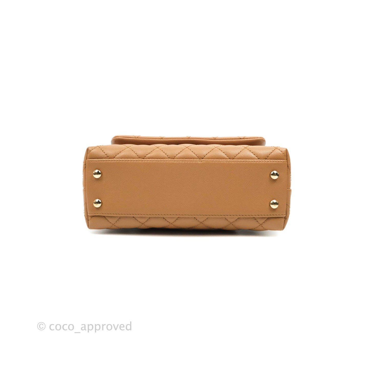 Chanel Mini (Small) Coco Handle Quilted Caramel Dark Beige Caviar Gold Hardware 21P
