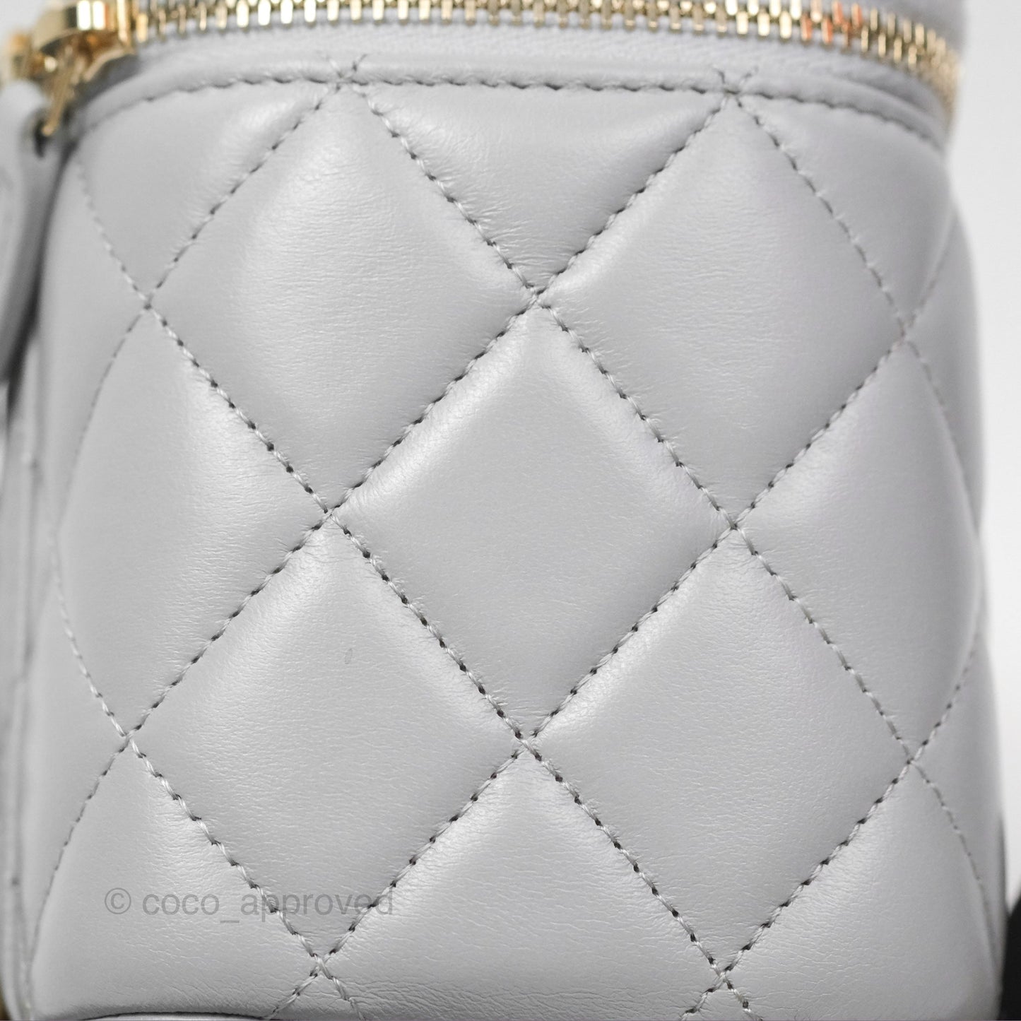 Chanel All Slide Vanity with Adjustable Chain Grey Lambskin Aged Gold Hardware