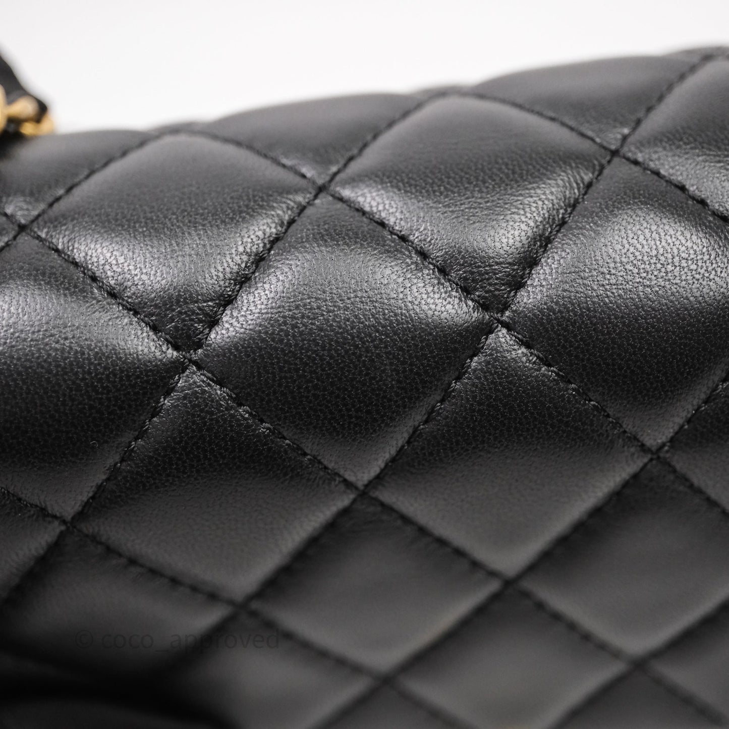 Chanel Pearl Crush Mini Square Quilted Black Lambskin Aged Gold Hardware