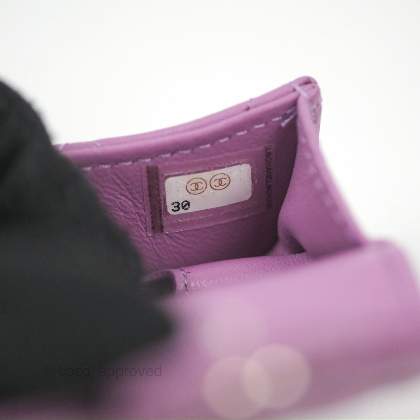 Chanel Quilted Airpods Pro Case with Removable Chain Purple Lambskin Silver Hardware