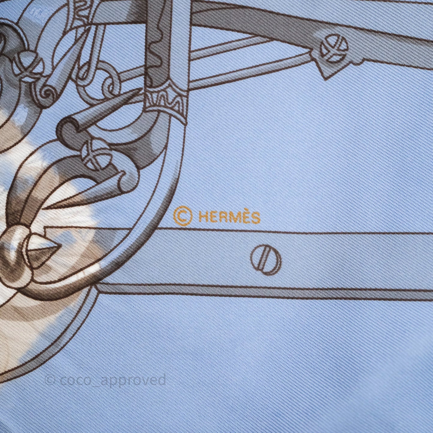 Hermès Mors et Gourmettes Scarf Light Blue