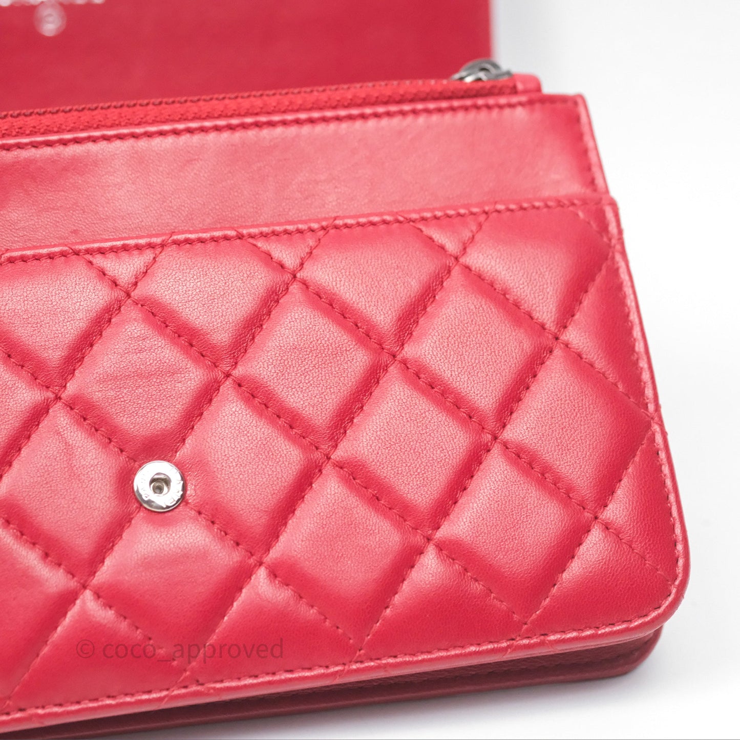 Chanel Boy Wallet on Chain WOC Red Lambskin Ruthenium Hardware