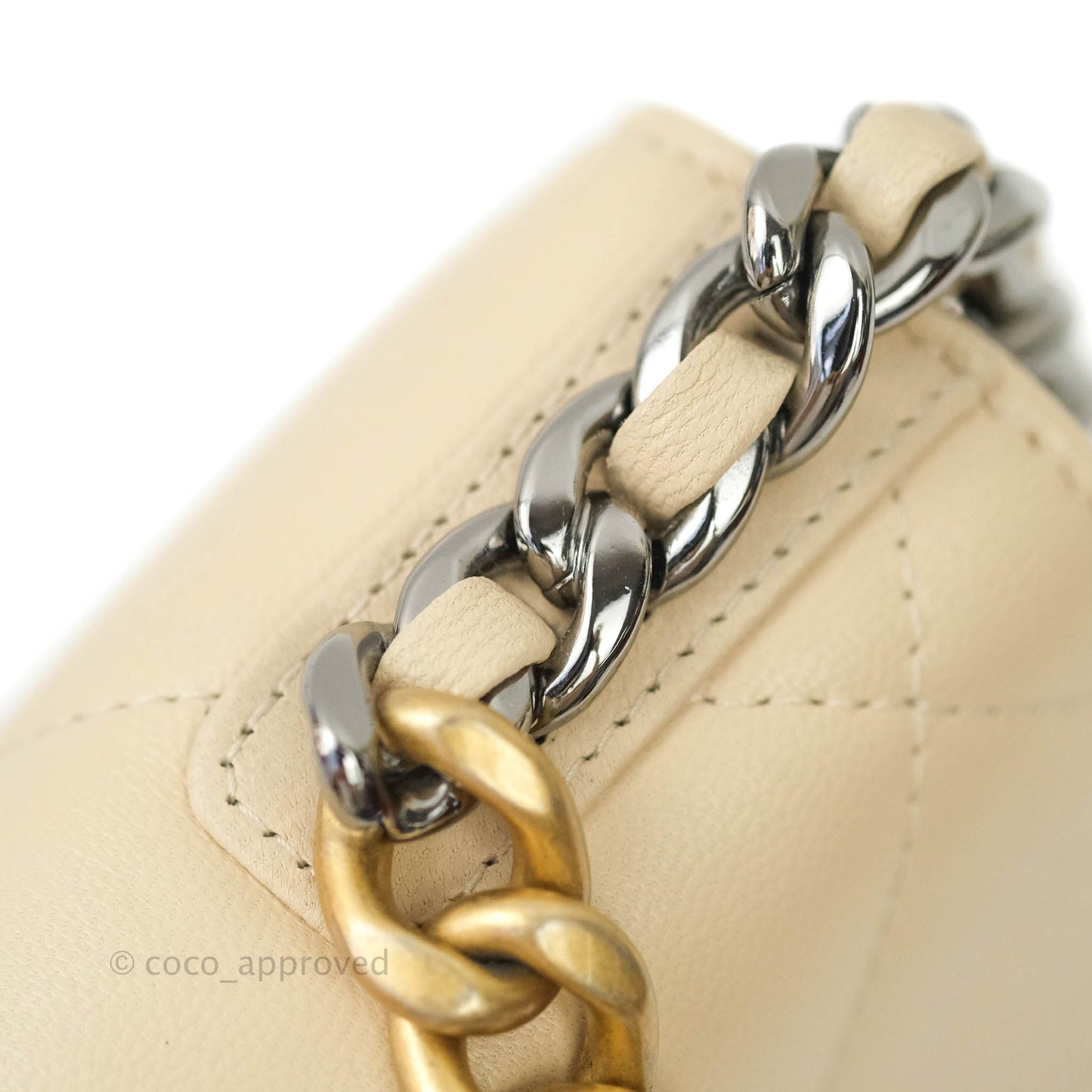 Chanel 19 Quilted Wallet on Chain WOC Beige Goatskin Mixed Hardware