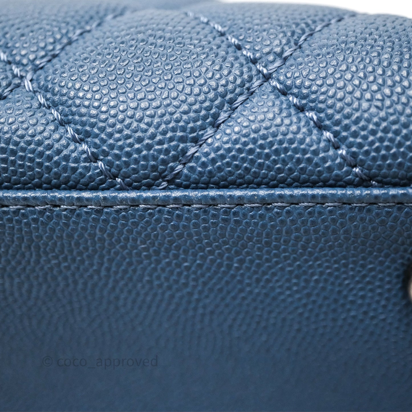 Chanel Medium Coco Handle Quilted Aged Caviar Dark Blue Ruthenium Hardware