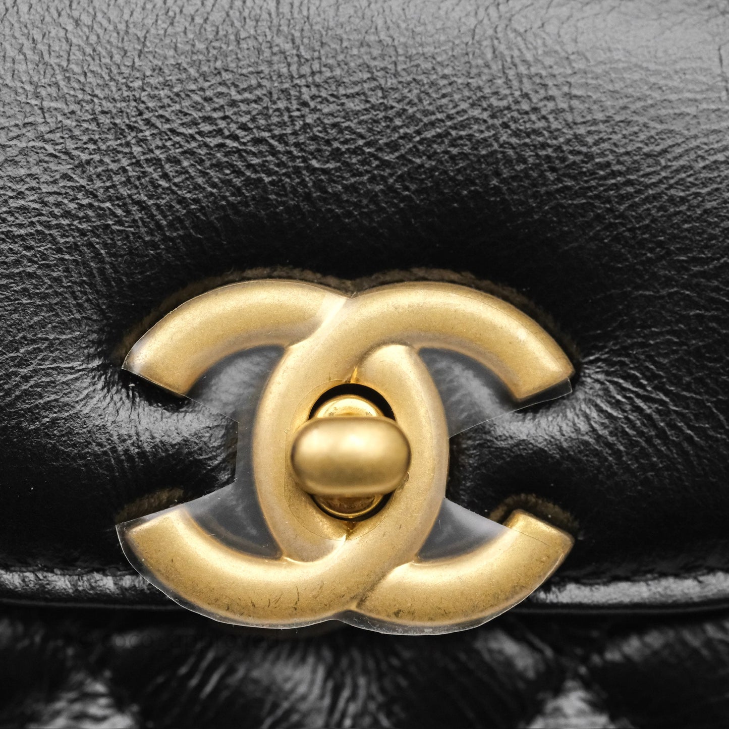 Chanel Kelly Bag Quilted Black Shiny Crumpled Calfskin Aged Gold Hardware