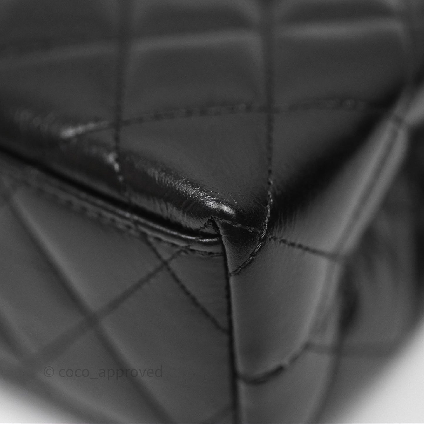 Chanel Kelly Bag Quilted Black Shiny Crumpled Calfskin Aged Gold Hardware