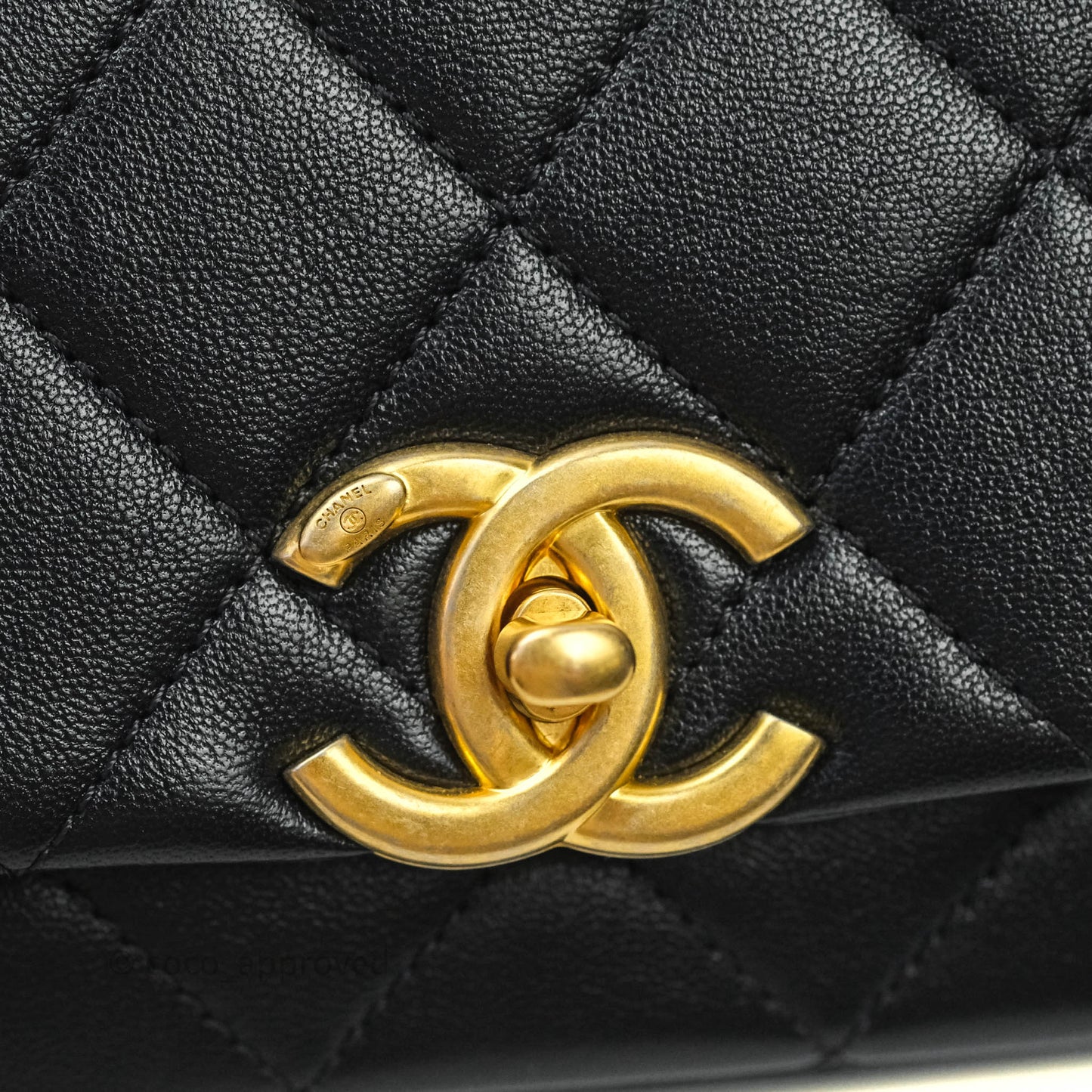 Chanel Leather Entwined Chain Bag Black Shiny Lambskin Aged Gold Hardware