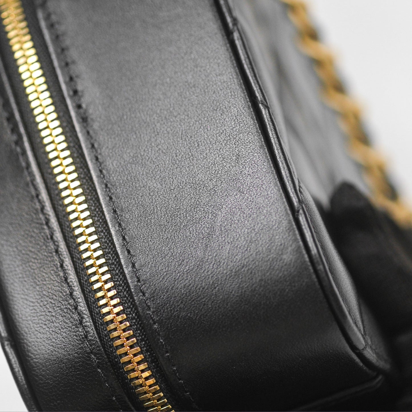 Chanel Top Handle Vanity Case Black Lambskin Aged Gold Hardware 22A