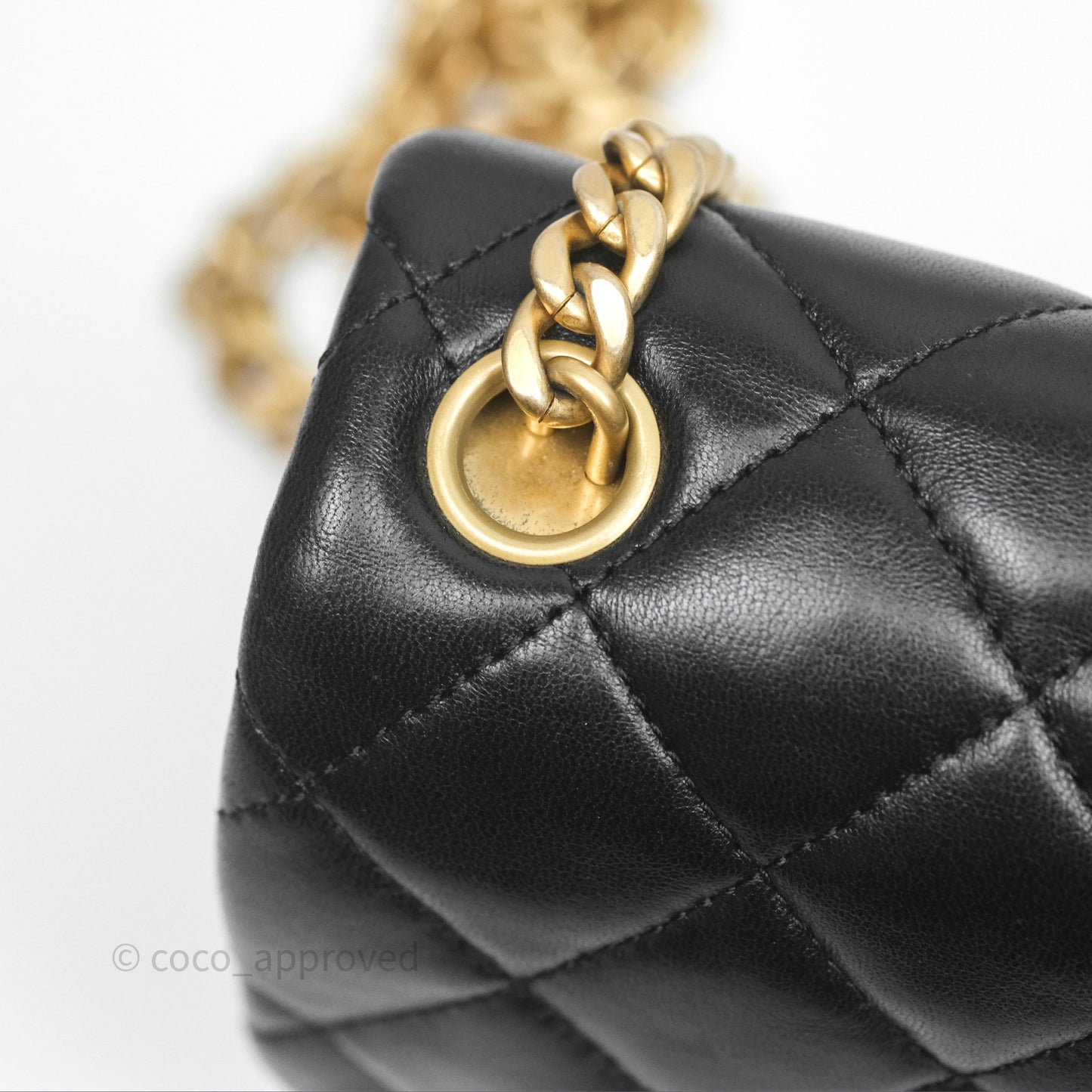Chanel Small All Slide Adjustable Chain Flap Bag Black Lambskin Aged Gold Hardware 22K