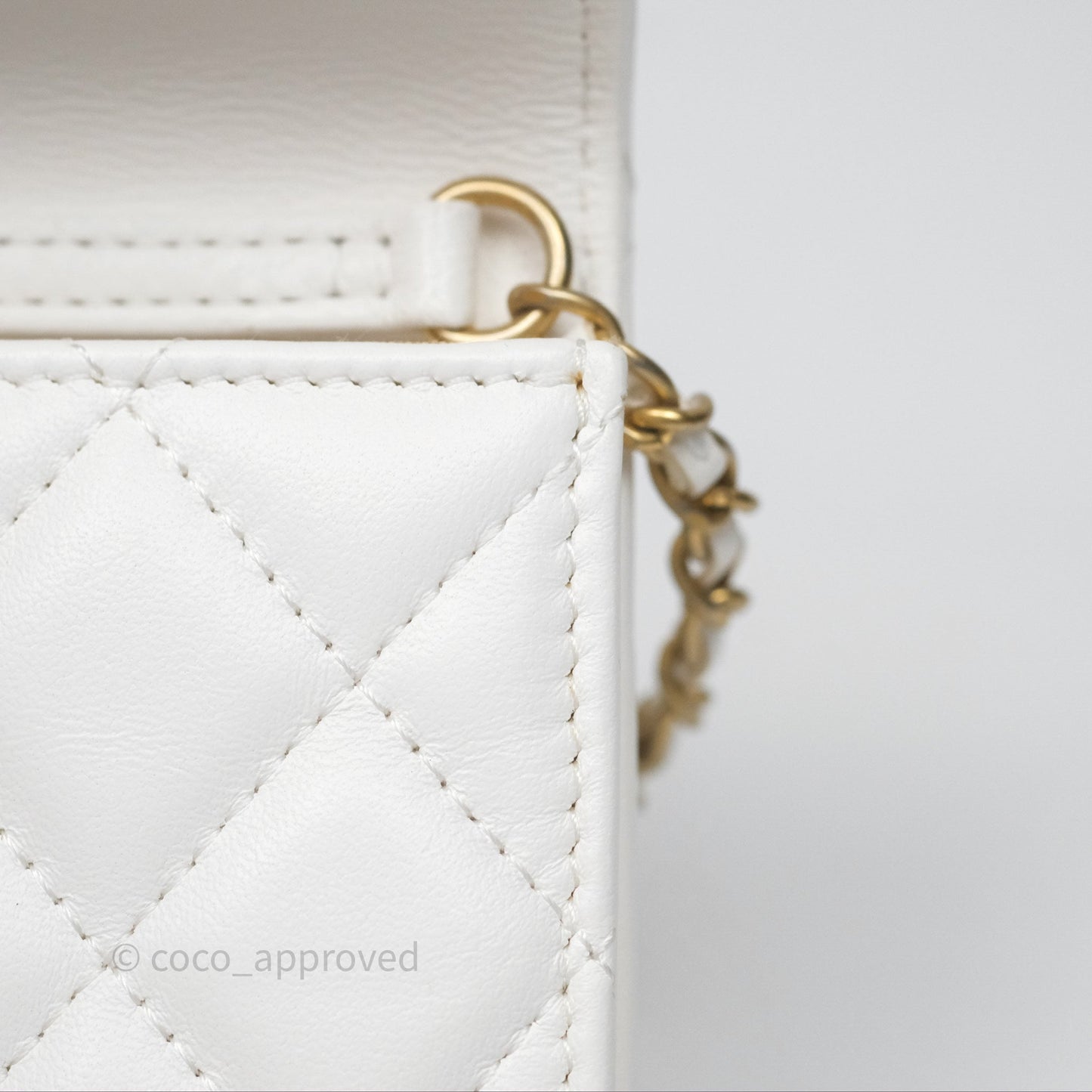 Chanel Mini Pearl Crush Clutch With Chain Belt Bag White Aged Gold Hardware