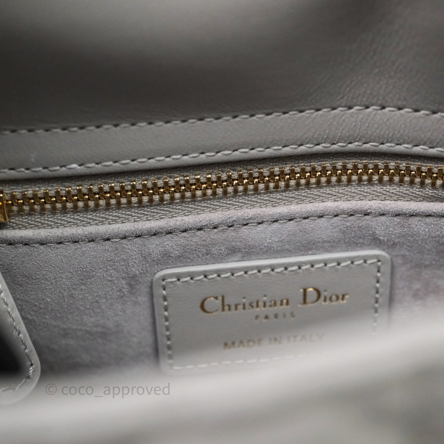 Christian Dior Mini Lady Dior Gray Lambskin Cannage Diamonds Gold Hardware