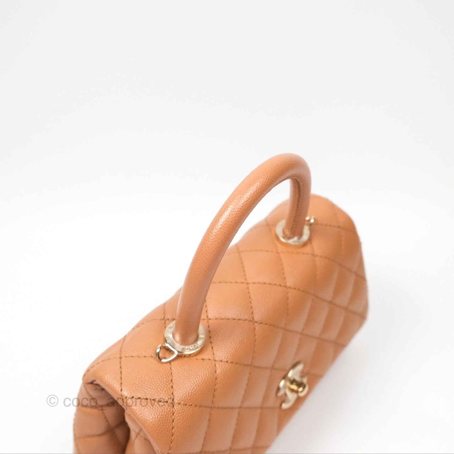 Chanel Small Coco Handle Quilted Dark Beige Caviar Gold Hardware