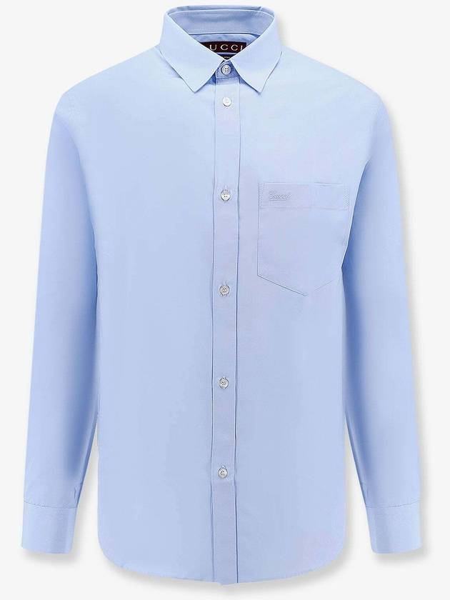 Luxury Gucci Trending 2025 Cotton Poplin Long Sleeve Shirt Blue