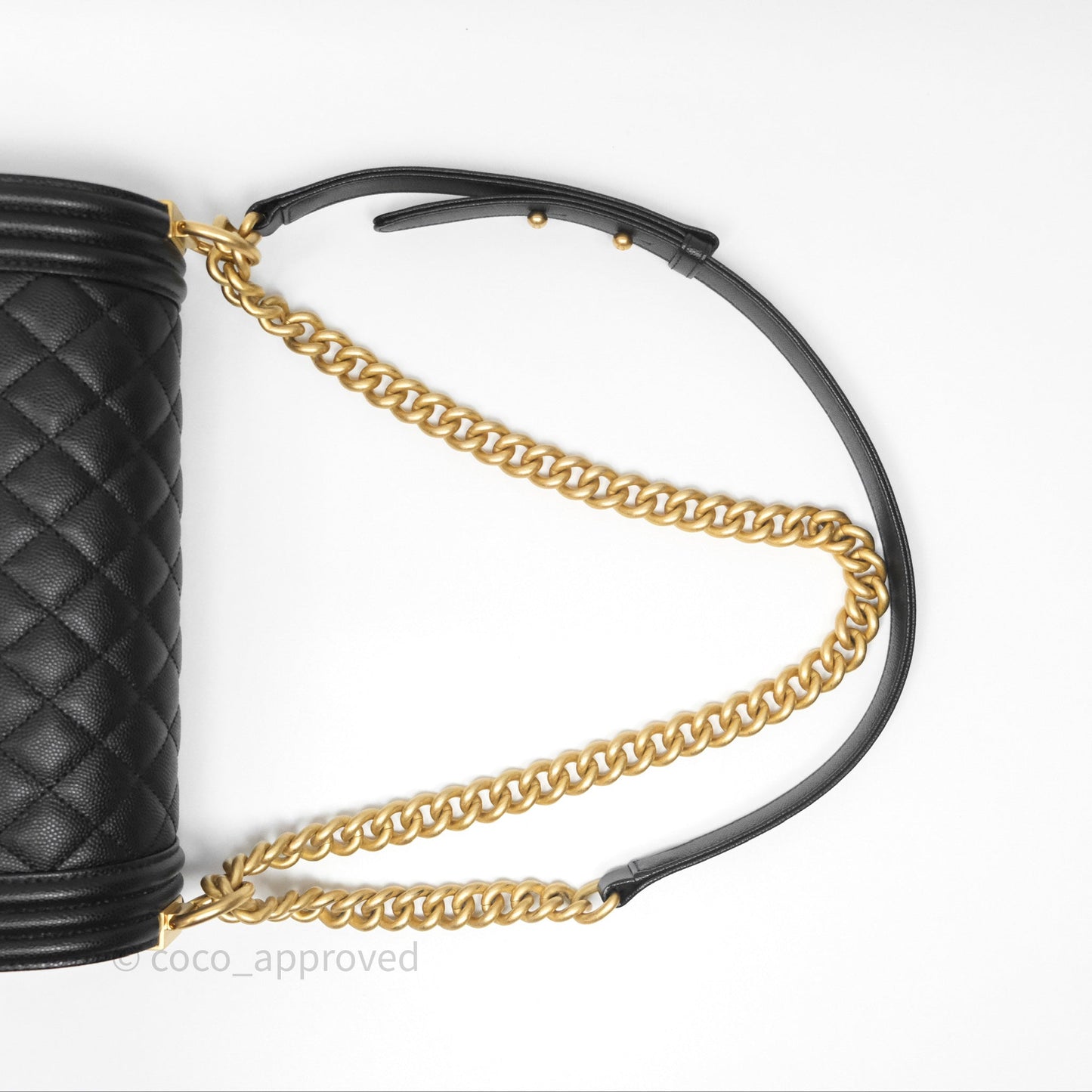 Chanel Quilted Medium Boy Black Caviar Aged Gold Hardware