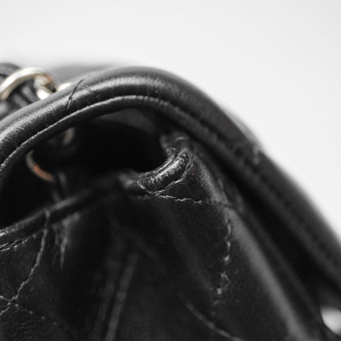 Chanel Mini Square Quilted Black Lambskin Silver Hardware
