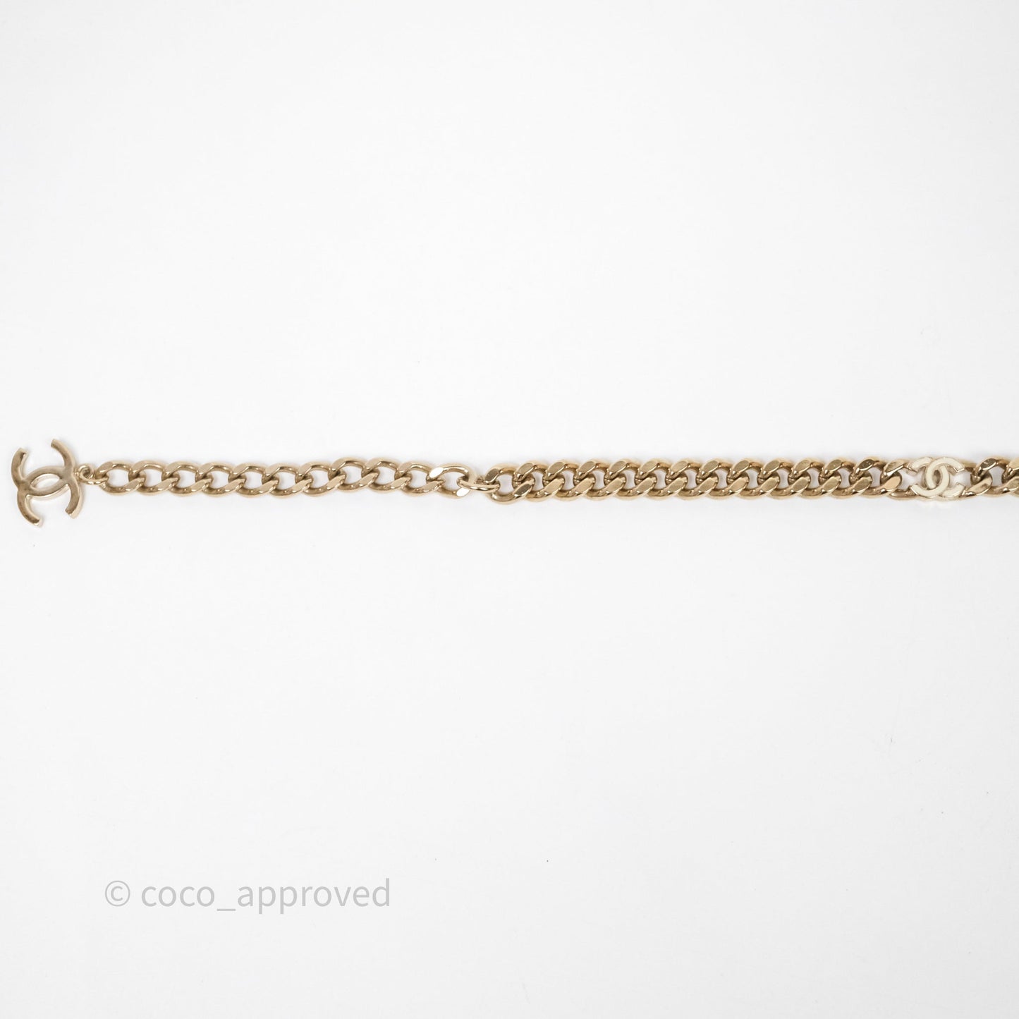 Chanel White CC Logo Chocker Gold Tone 22S