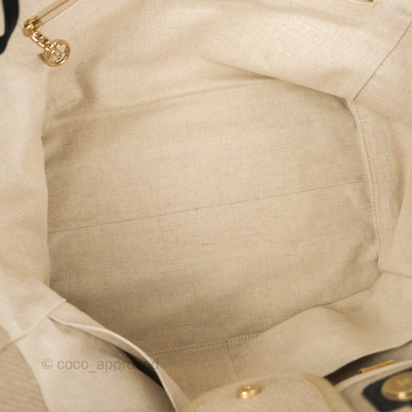 Chanel Large Deauville Black/Taupe Canvas Gold Hardware