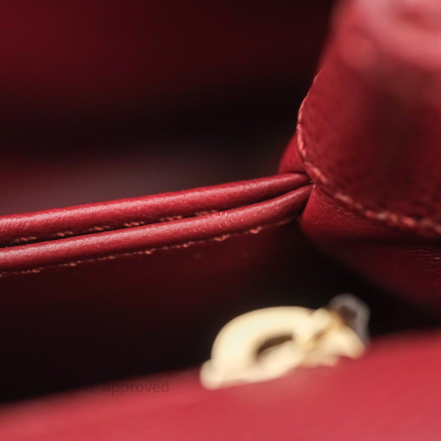 Chanel Small Coco Handle Quilted Red Burgundy Caviar Gold Hardware