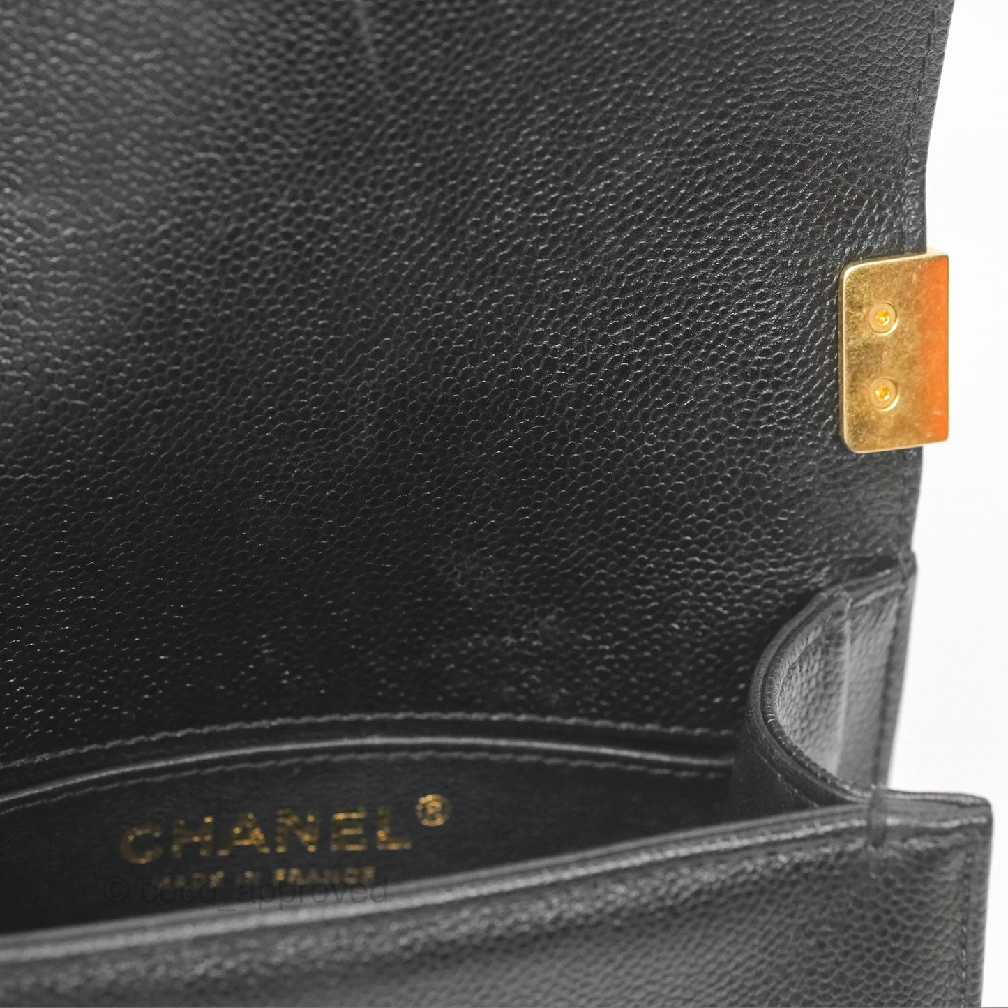 Chanel Mini Boy Black Caviar Aged Gold Hardware