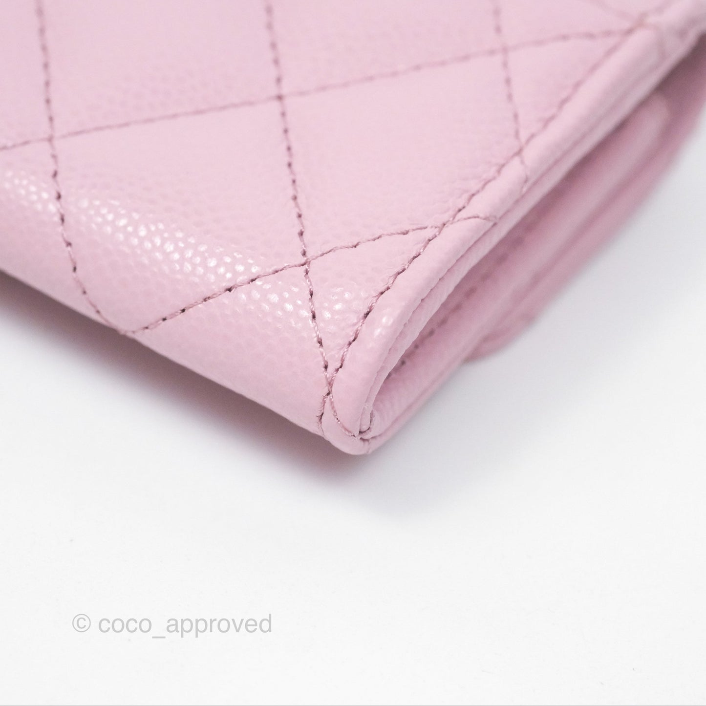 Chanel Quilted Flap Card Holder Caviar Pink Gold Hardware
