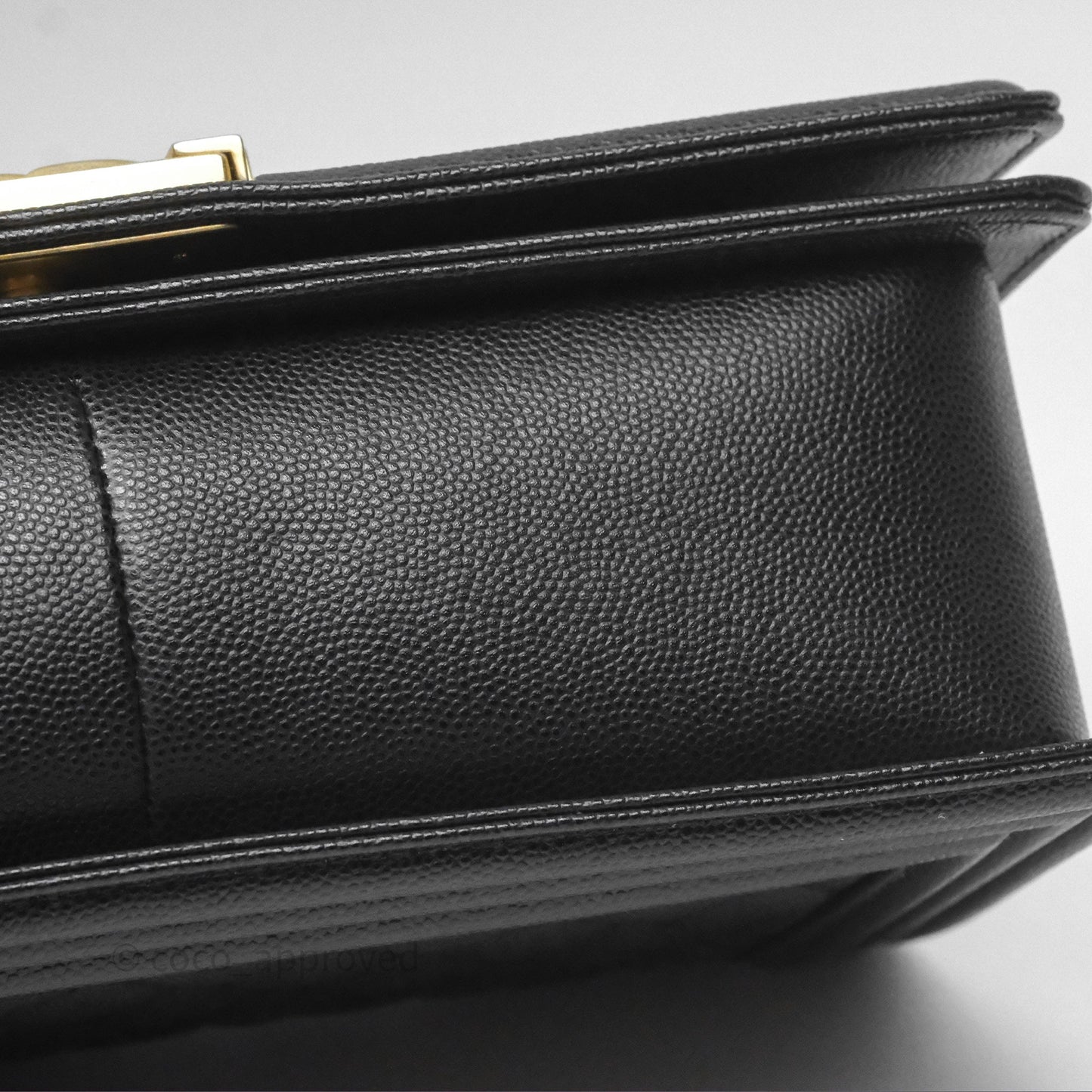 Chanel Quilted Medium Boy Black Caviar Aged Gold Hardware