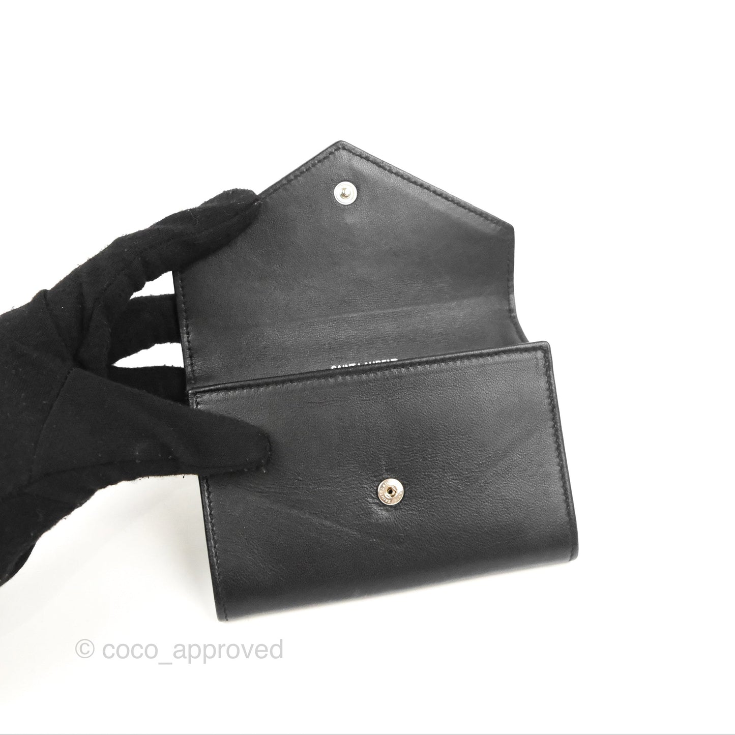 Saint Laurent Heart Flap Card Holder Wallet Black