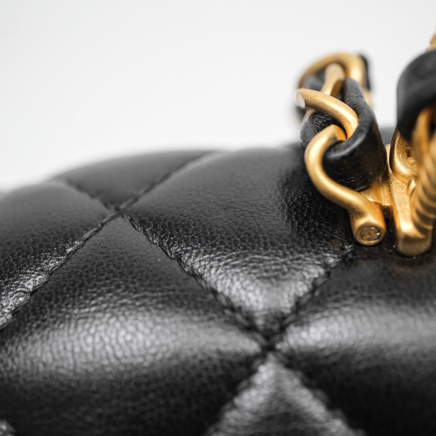 Chanel Top Handle Mini Rectangular Flap Bag Black Lambskin Aged Gold Hardware