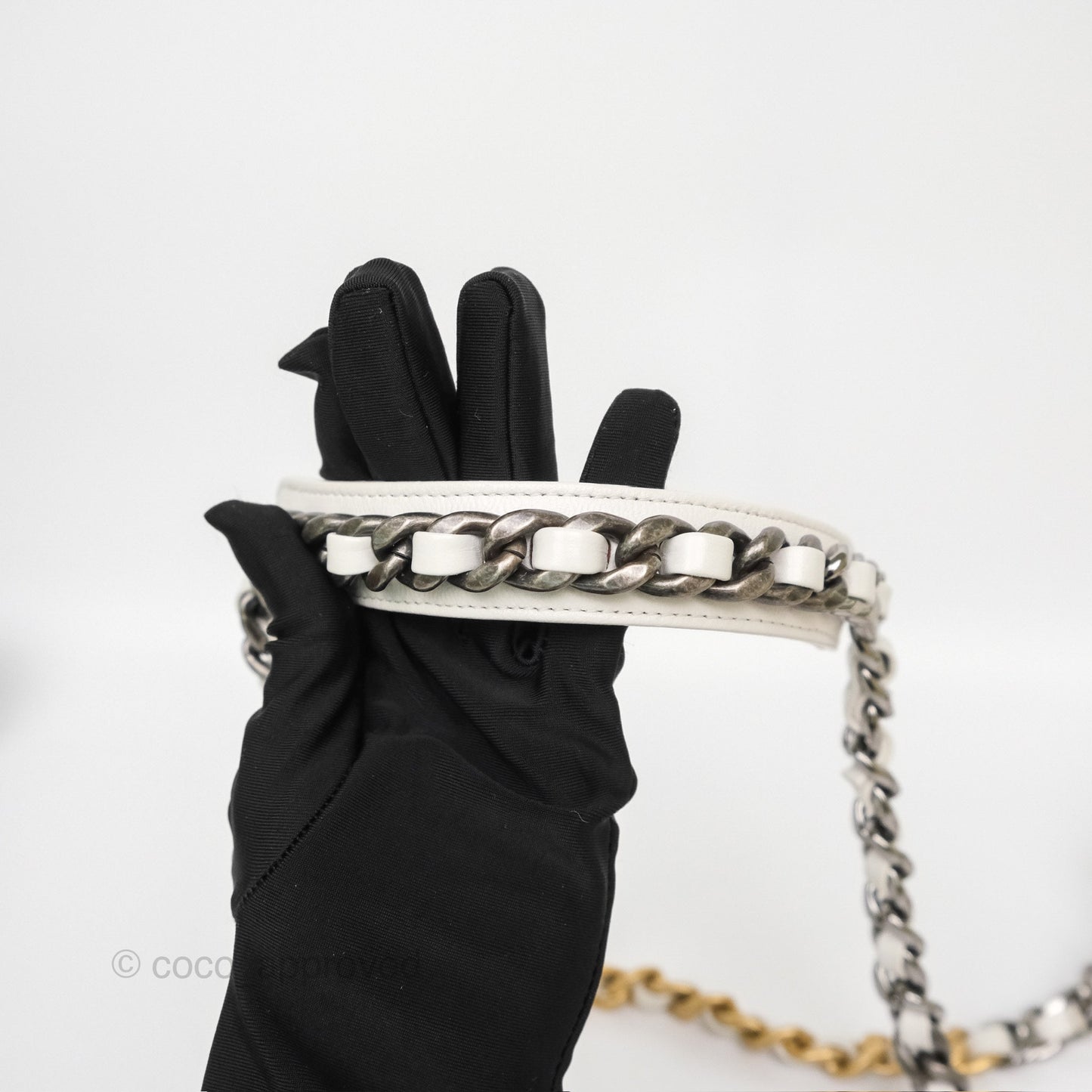 Chanel 19 Small Pearly White Mixed Hardware