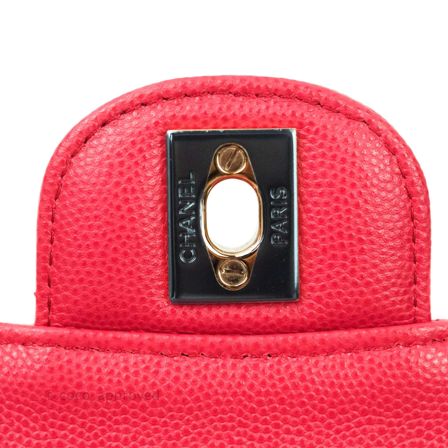 Chanel Classic M/L Medium Double Flap Dark Pink Caviar Gold Hardware