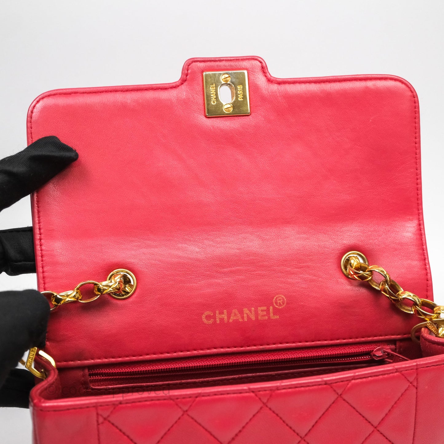 Chanel Vintage Mini Bijoux Chain Flap Bag Red Gold Hardware