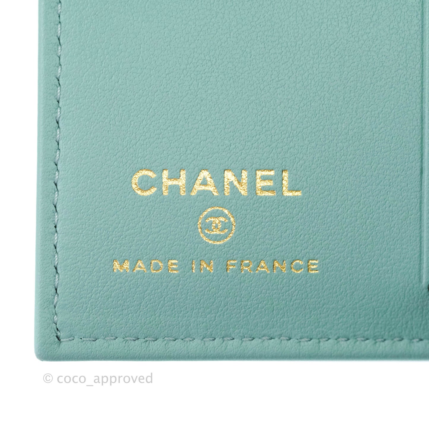Chanel Classic Quilted Card Holder Tiffany Blue Caviar Gold Hardware