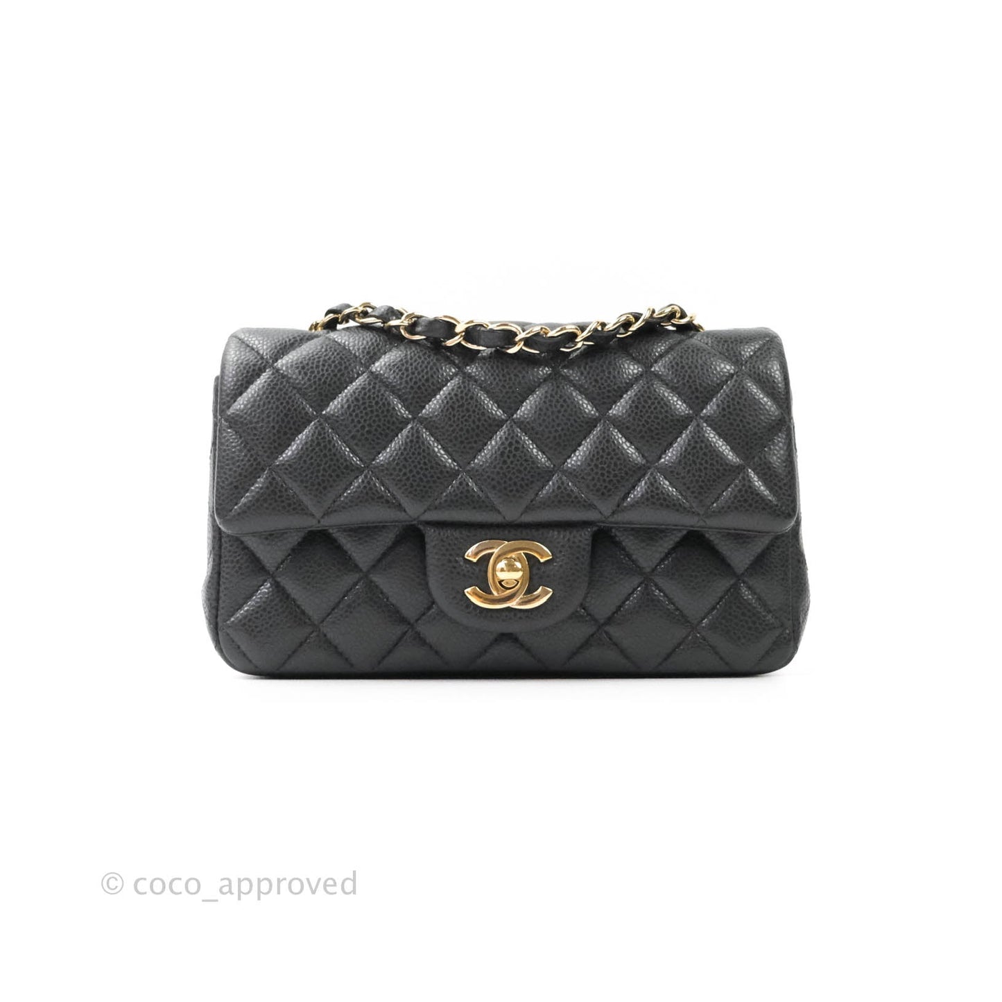 Chanel Classic Quilted Mini Rectangular Flap Pearly Grey Caviar Gold Hardware