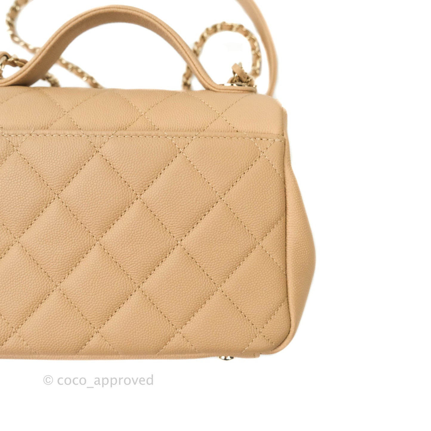 Chanel Quilted Small Business Affinity Flap Beige Caviar Light Gold Hardware
