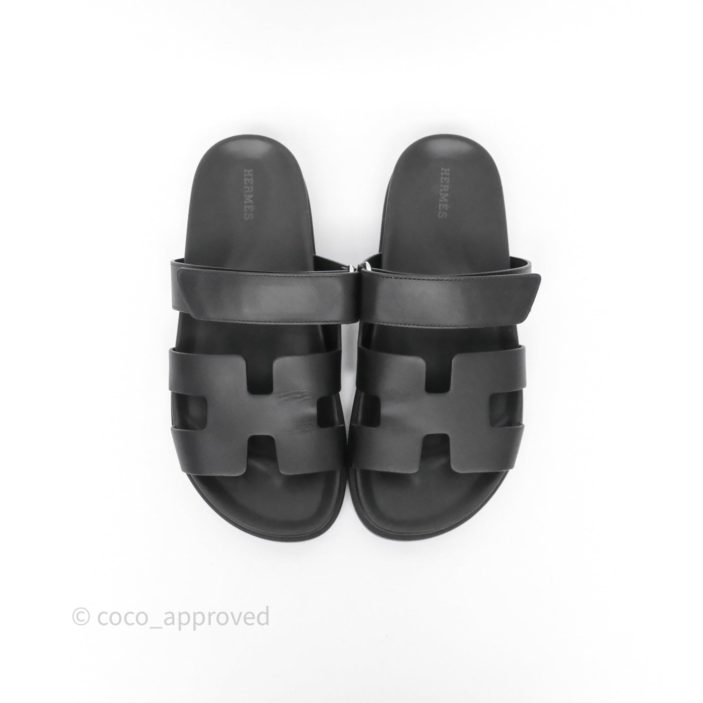 Hermès Chypre Sandal Calfskin Black Size 39