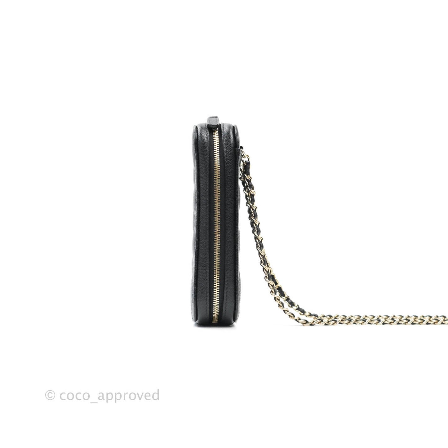 Chanel Quilted Classic Clutch With Chain Black Caviar Light Gold Hardware