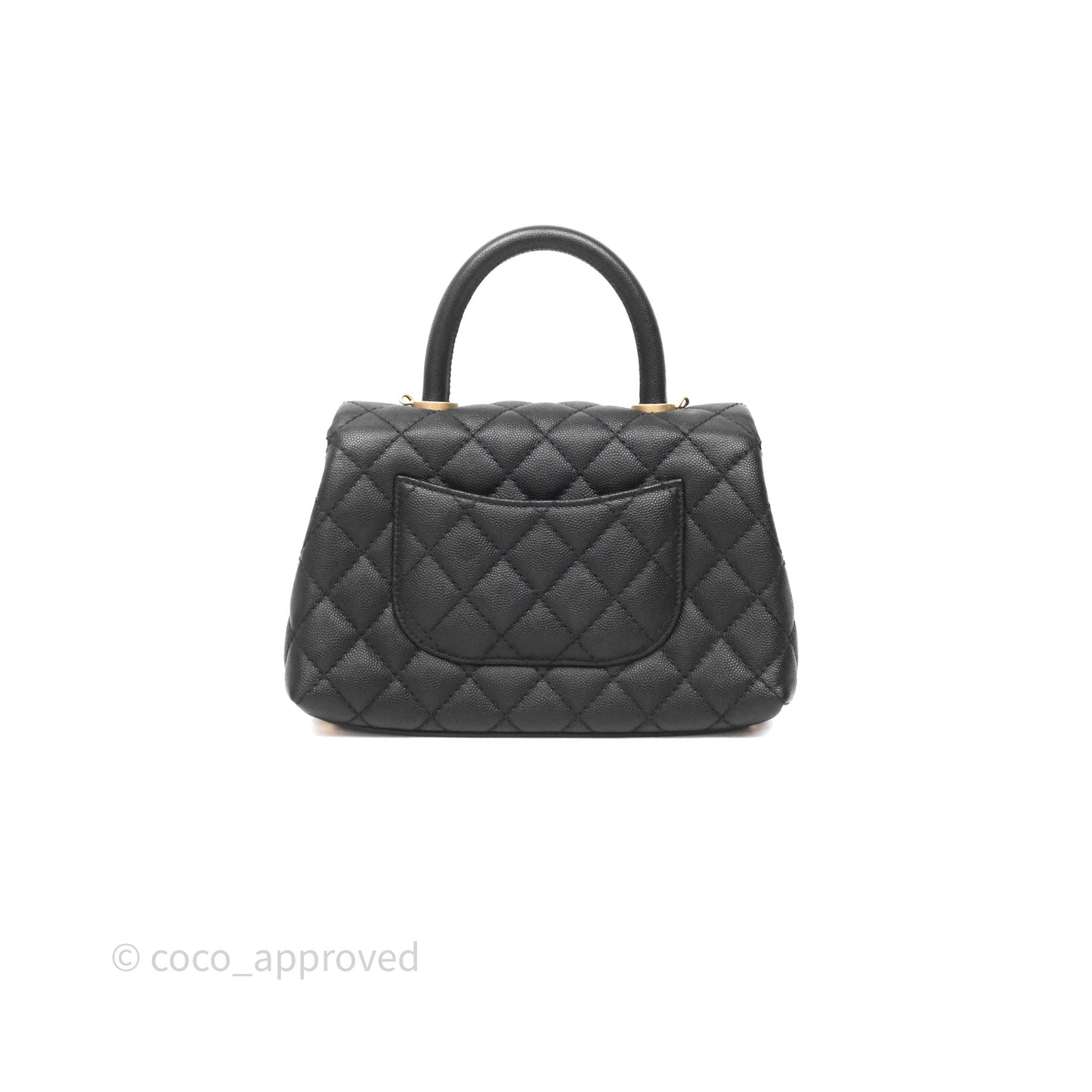 Chanel Small Quilted Coco Handle Black Caviar Aged Gold Hardware