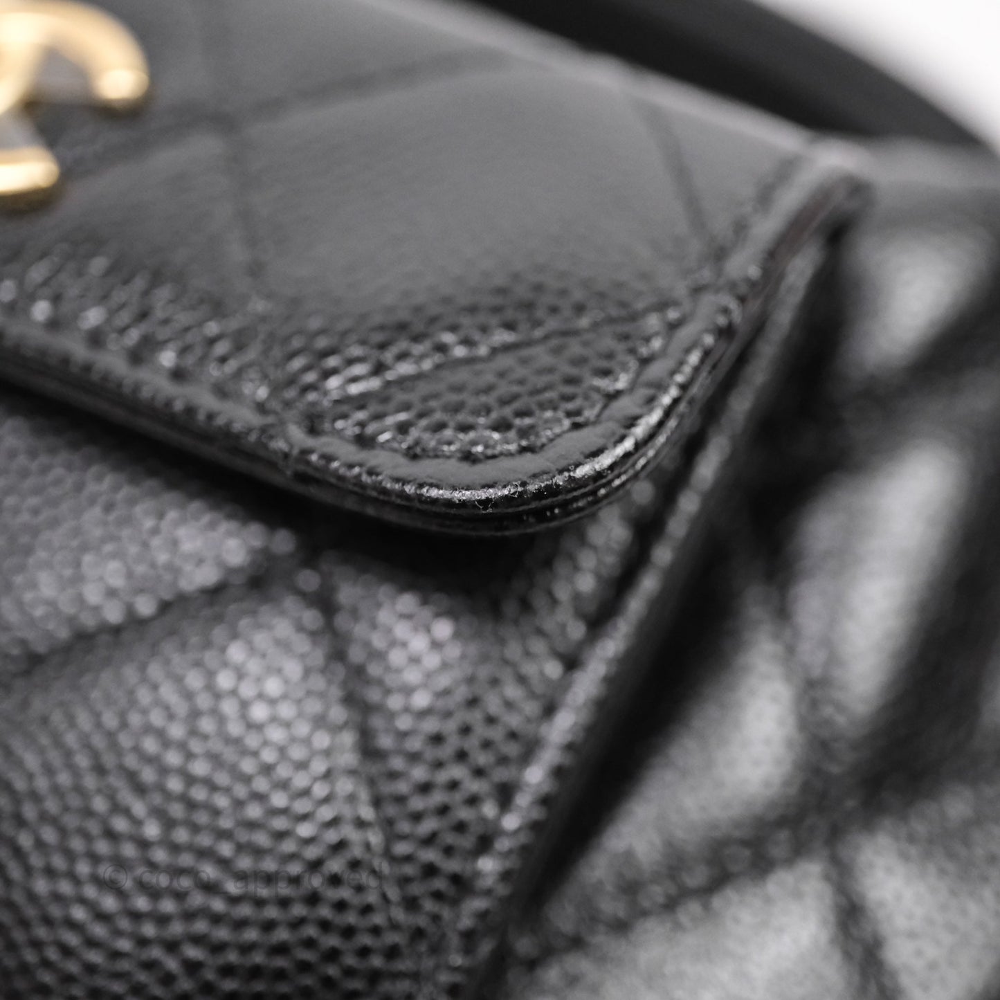 Chanel Quilted Polly Pocket Hobo Bag Caviar Black Gold Hardware