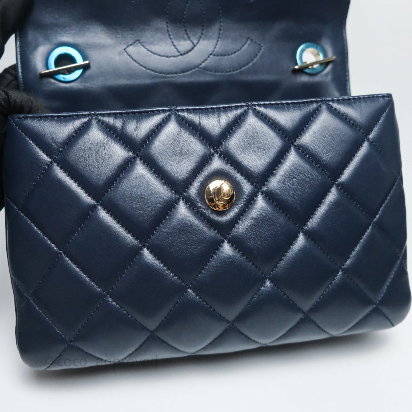 Chanel Small Trendy CC Navy Lambskin Gold Hardware