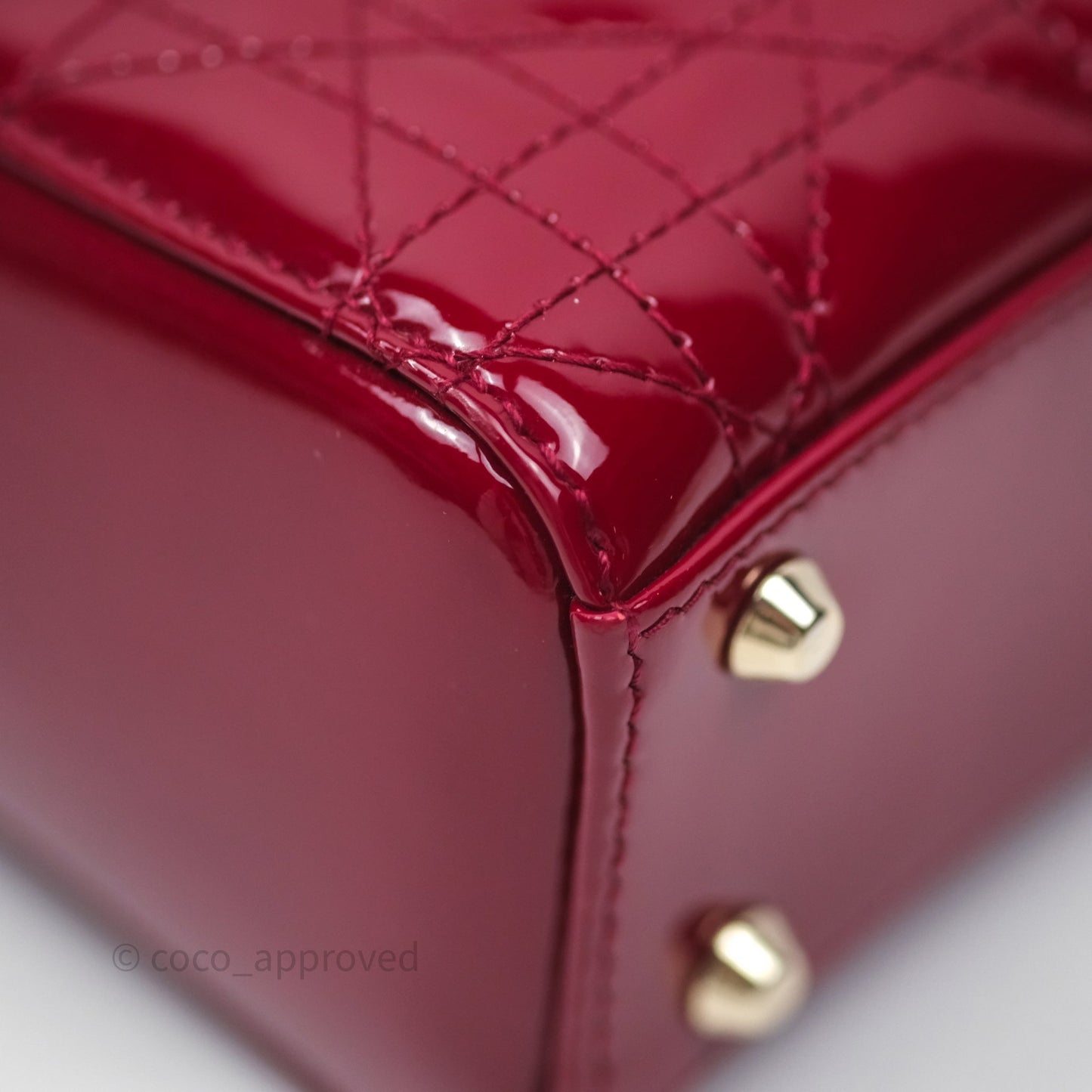 Christian Dior Mini Lady Dior Red Patent Cannage Gold Hardware