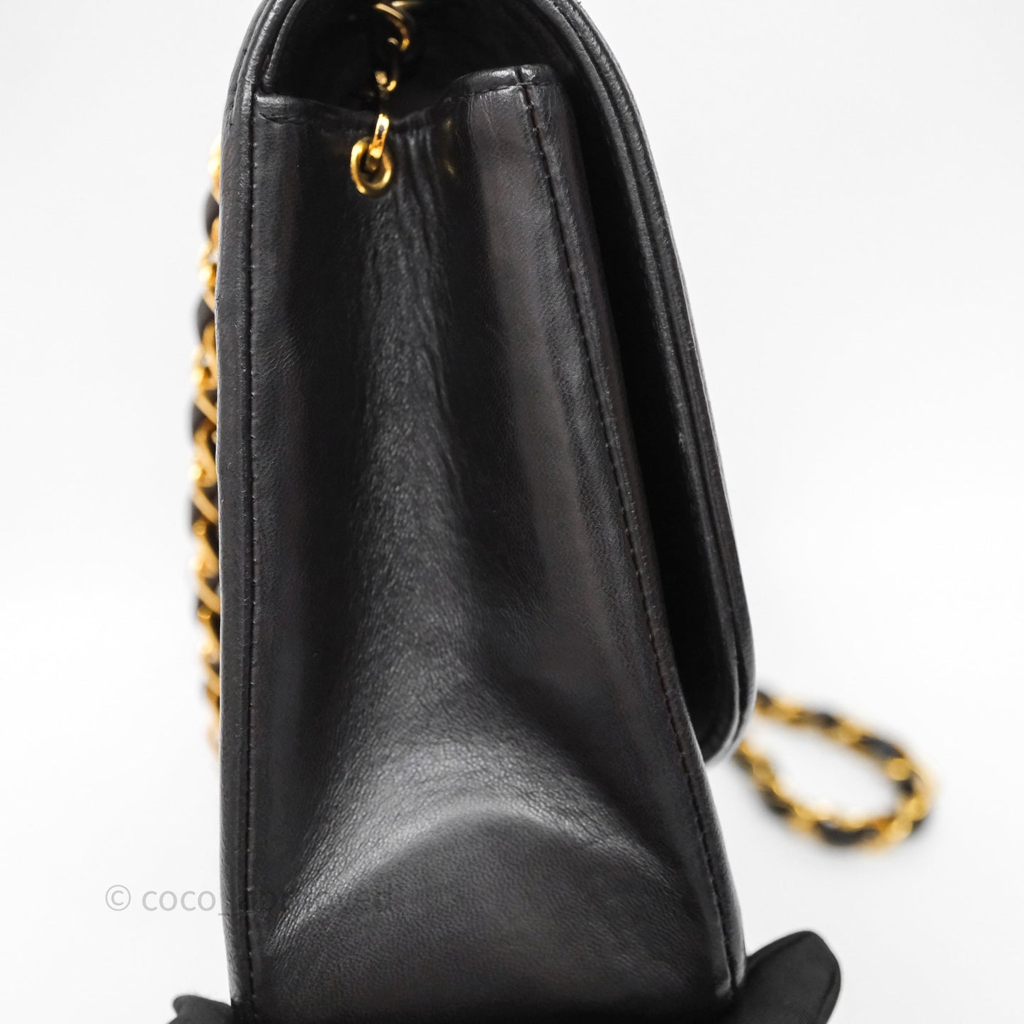 Chanel Vintage Medium Classic Diana Flap Bag Black Lambskin 24K Gold Hardware