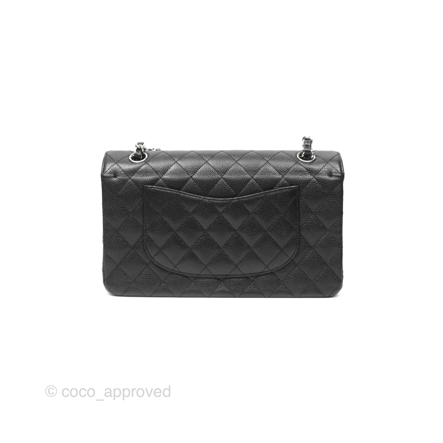 Chanel Classic M/L Medium Flap Quilted Black Caviar Silver Hardware
