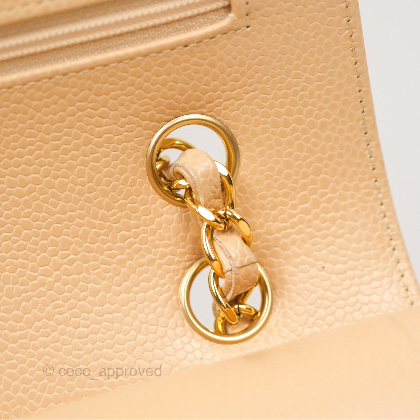Chanel Small Quilted Classic Flap Beige Caviar Gold Hardware