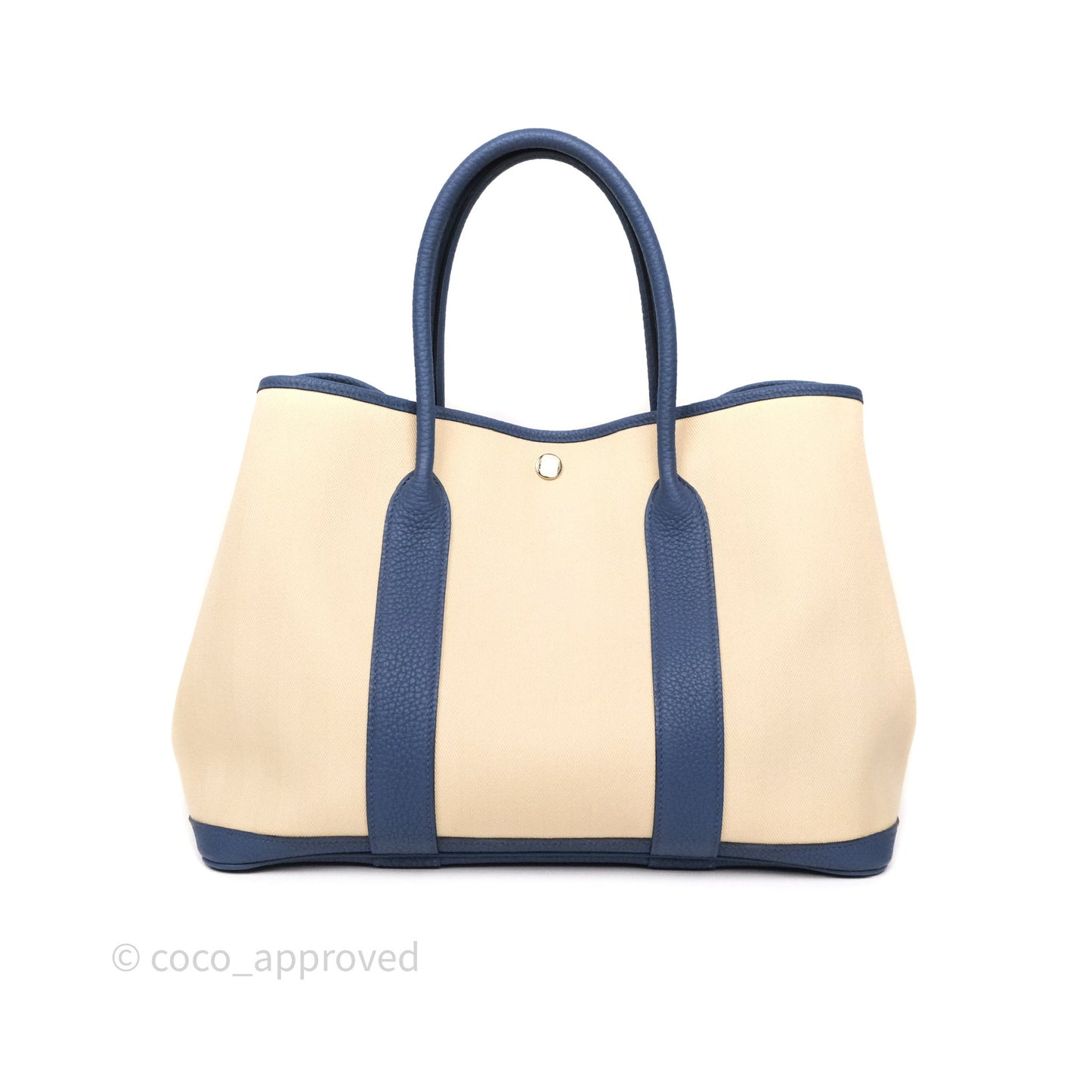 Hermès Garden Party 36 Toile Natural Canvas Blue