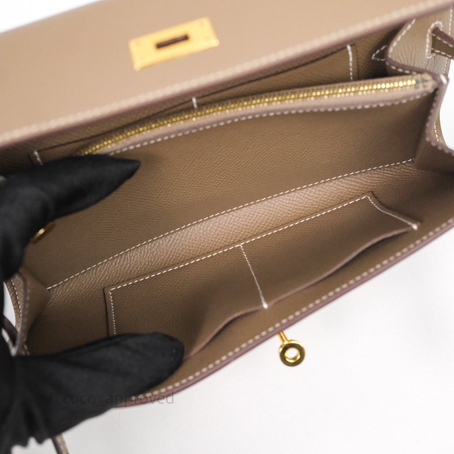 Hermès Kelly To Go Wallet Etoupe 18 Epsom Gold Hardware