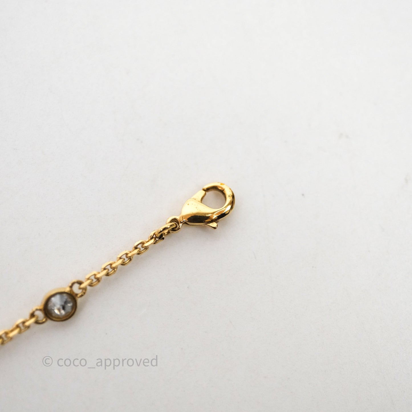 Christian Dior Metal Crystal Pearl CD Bracelet Gold Tone