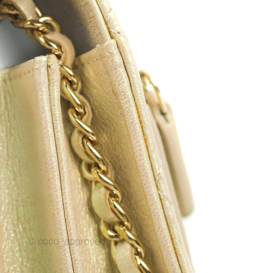 Chanel Quilted Mini Wallet on Chain WOC Iridescent Ivory Gold Hardware 20B