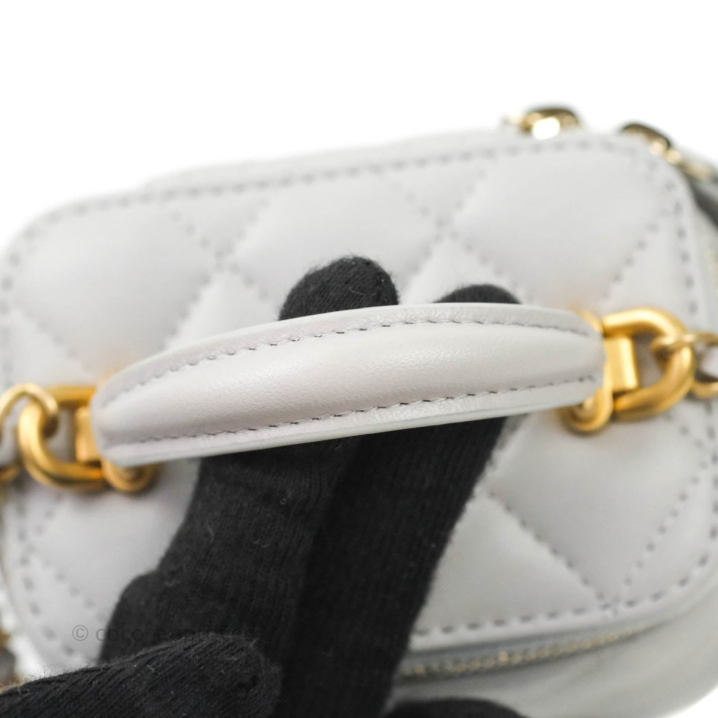 Chanel Small Vanity With Chain Grey Lambskin Aged Gold Hardware