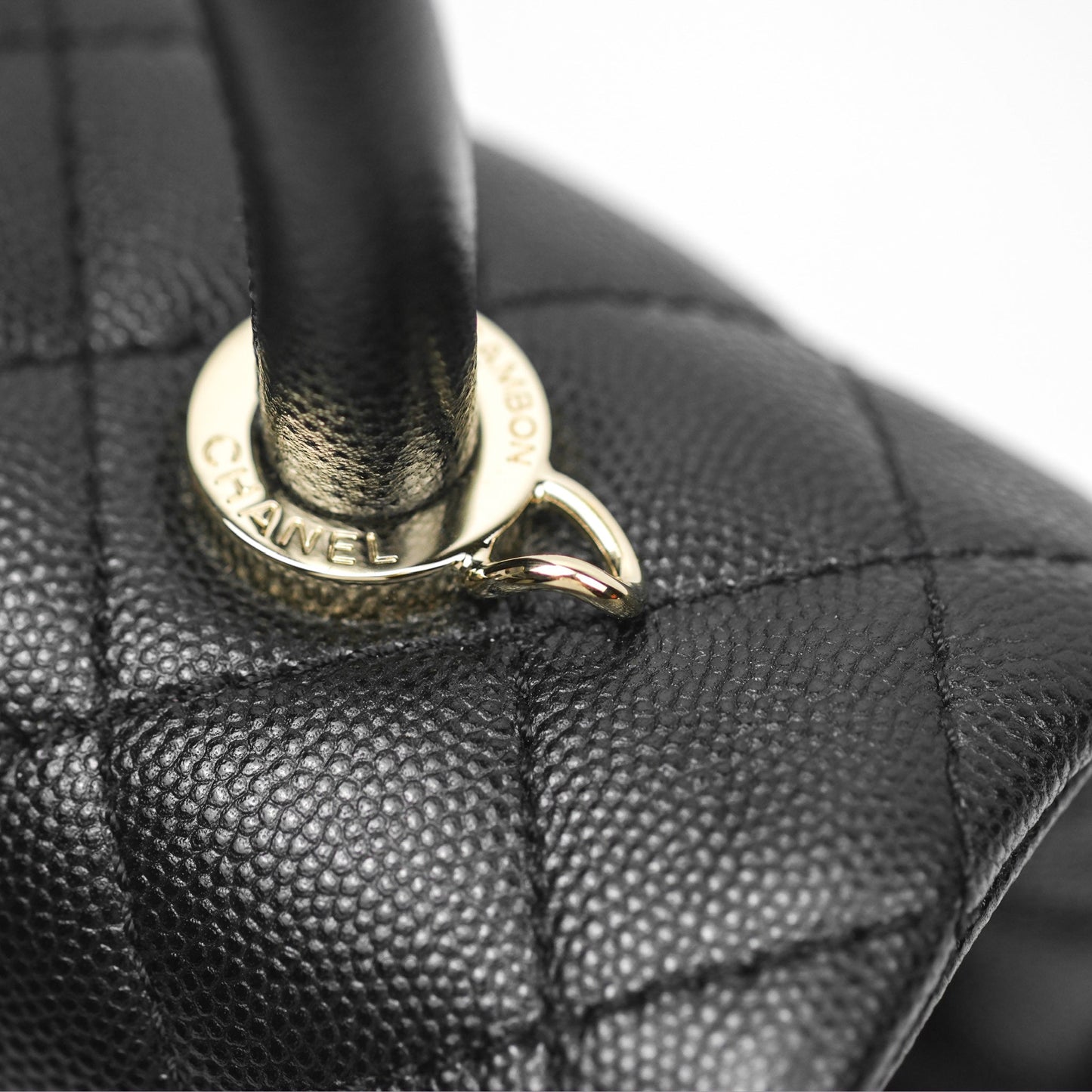 Chanel Small Quilted Coco Handle Black Caviar Gold Hardware